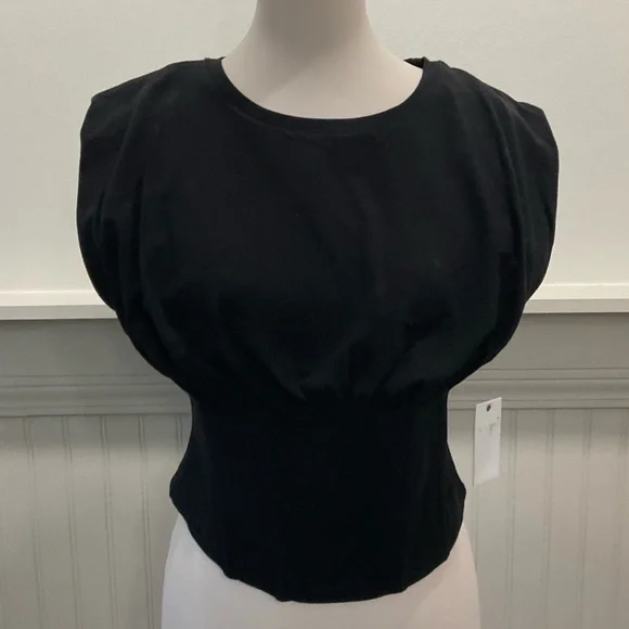 Good American Black Sleeveless Corset Top NWT XL Stretch Cotton - Picture 2 of 4
